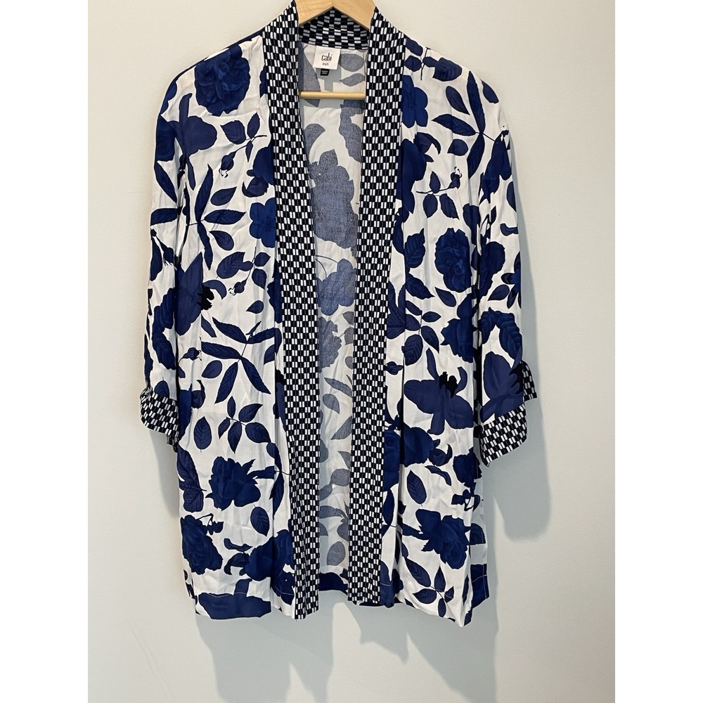 CABI Women's Viscose Open Front Jacket Short‎ Sleeve Floral Multicolor Size XS/S